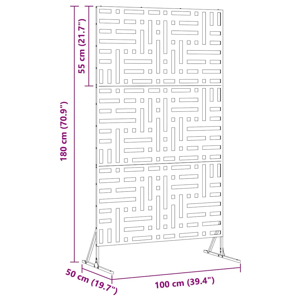 Privacy Screen 100 x 50 x 180 cm Steel Anthracite