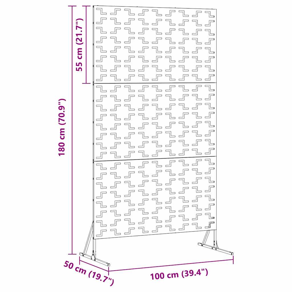 Privacy Screen 100 x 50 x 180 cm Steel White
