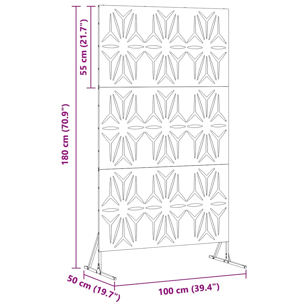 Privacy Screen 100 x 50 x 180 cm Stainless Steel Silver