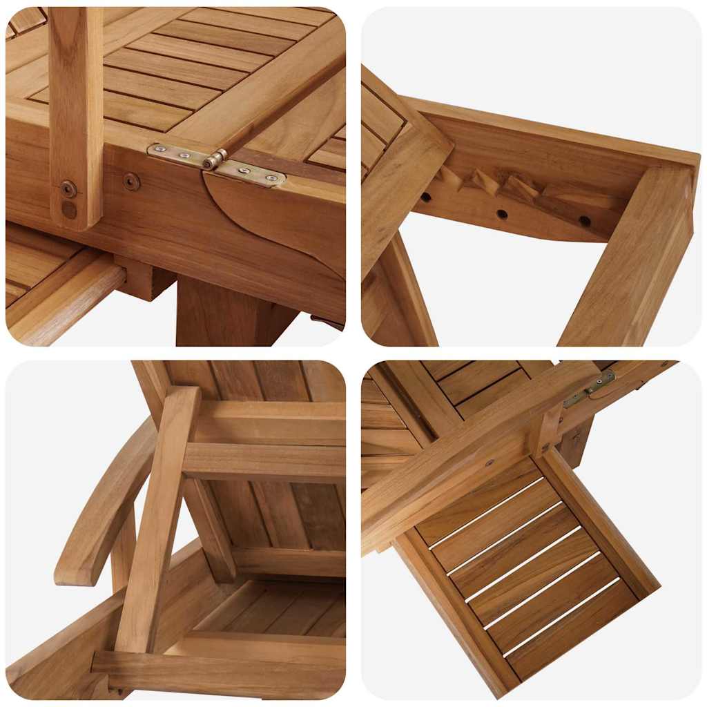 Sun lounger 2 pcs Solid Teak Wood Brown