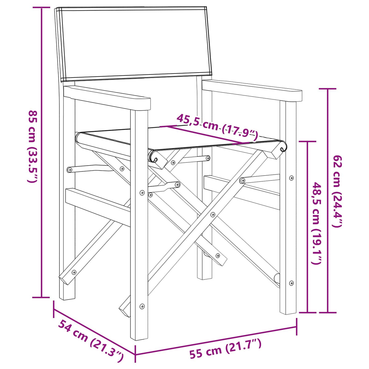Director Chair Grey Solid Teak Wood
