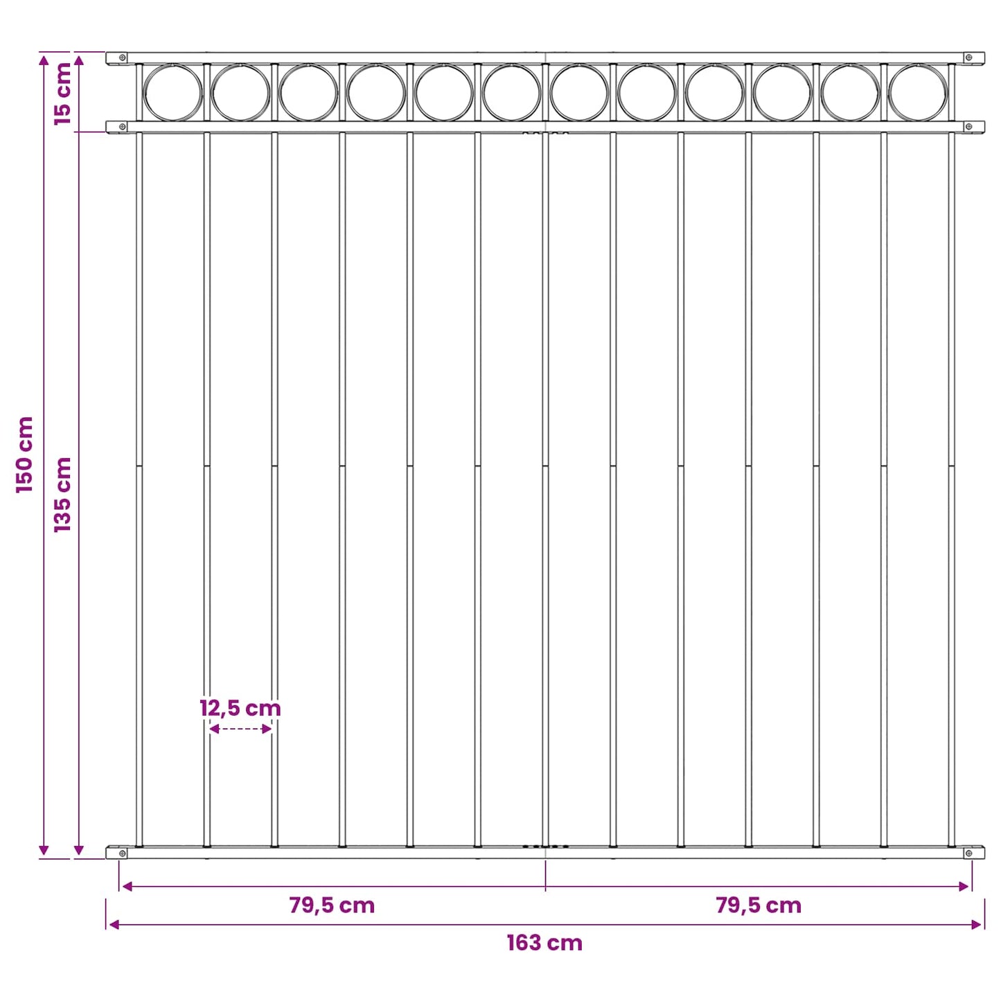 Fence Element ASSEN 170 x 150 cm Steel Grey