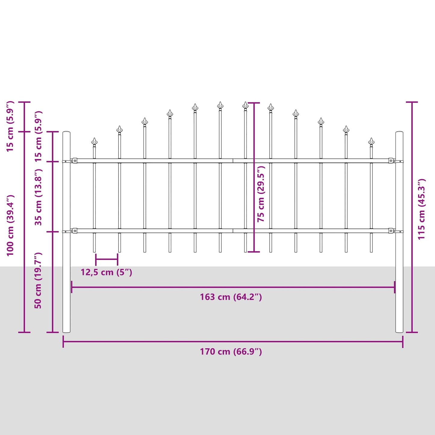 Garden Fence WOERDEN 170 x 115 cm Powder-Coated Steel White