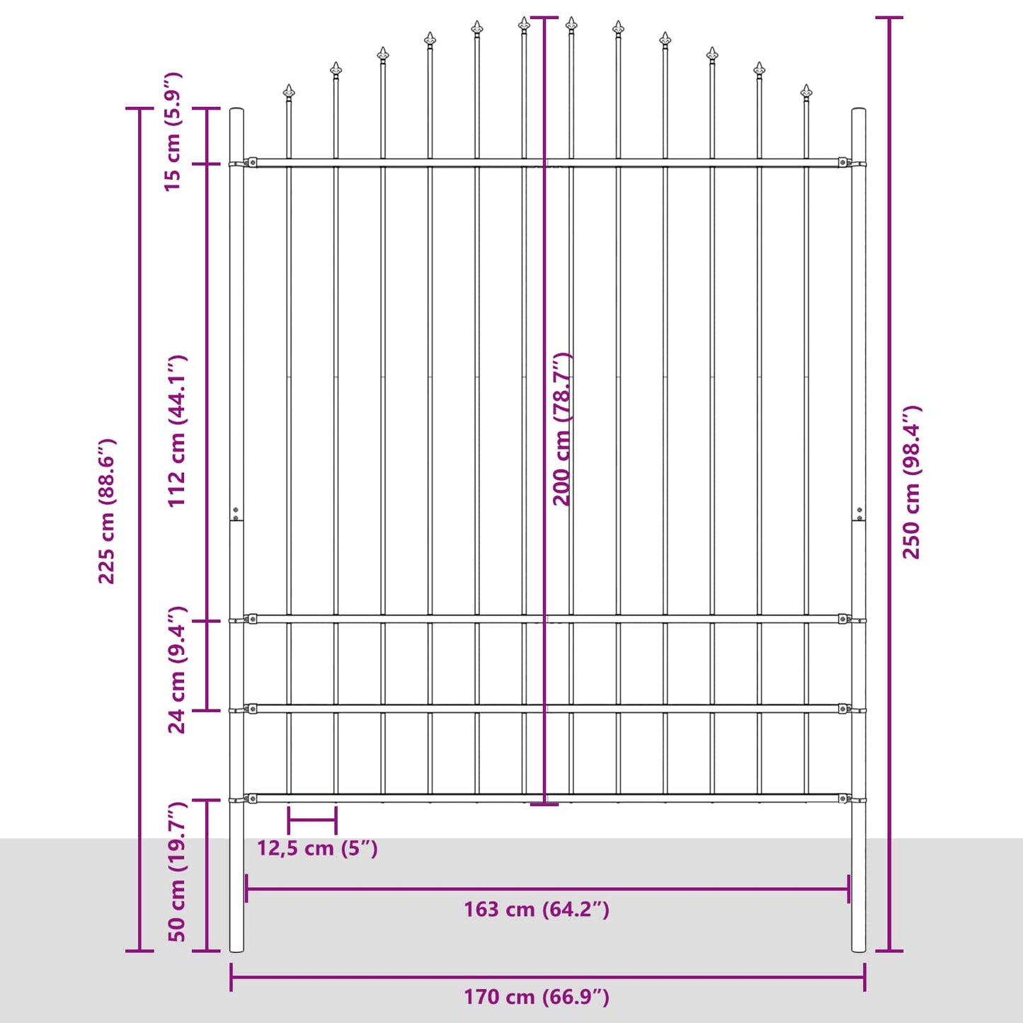 Garden Fence WOERDEN 170 x 225 cm Powder-Coated Steel White