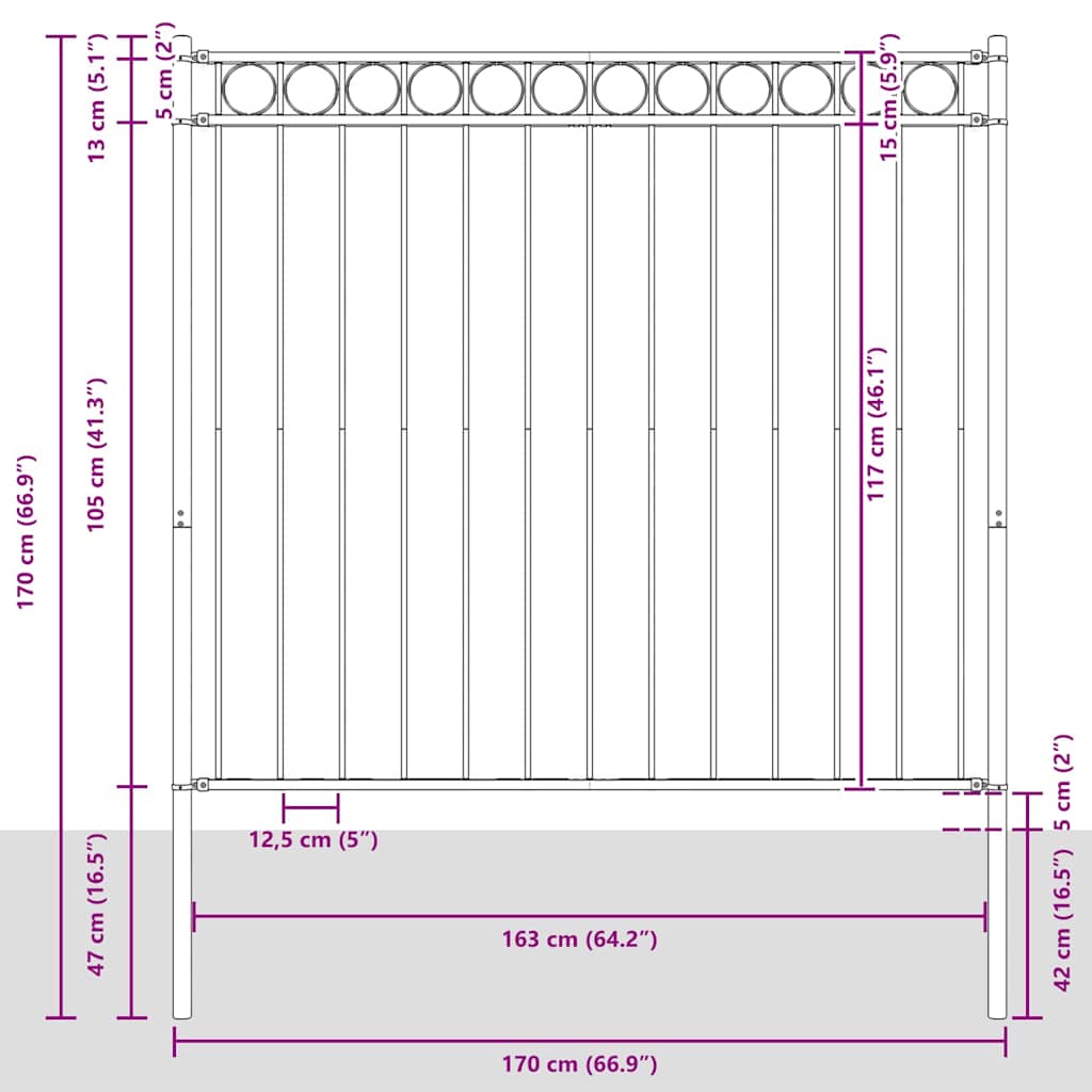 Fence Element ASSEN 170 x 170 cm Steel White