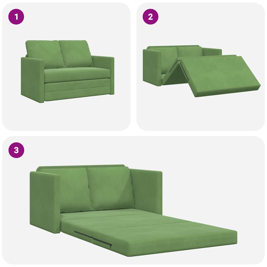 Floor Sofa Bed with Cushion Light green 122 x 70 x 60 cm Velvet