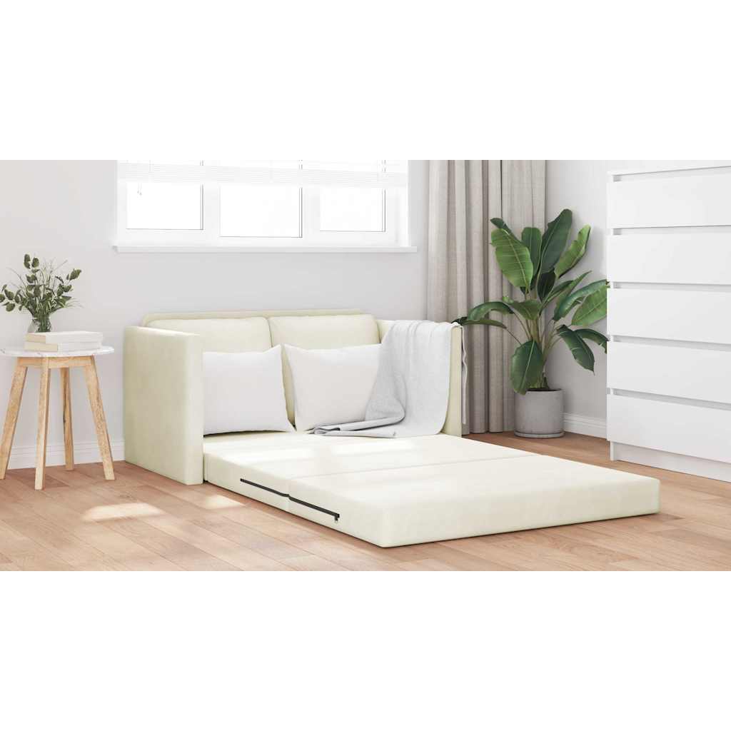 Floor Sofa Bed with Cushion Cream 122 x 70 x 60 cm Velvet