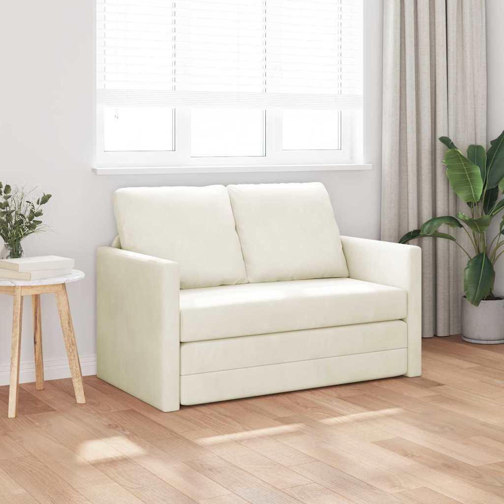 Floor Sofa Bed with Cushion Cream 122 x 70 x 60 cm Velvet