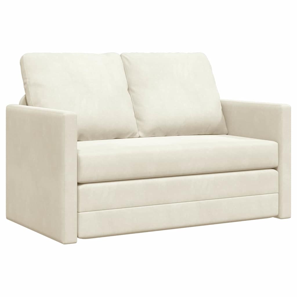 Floor Sofa Bed with Cushion Cream 122 x 70 x 60 cm Velvet