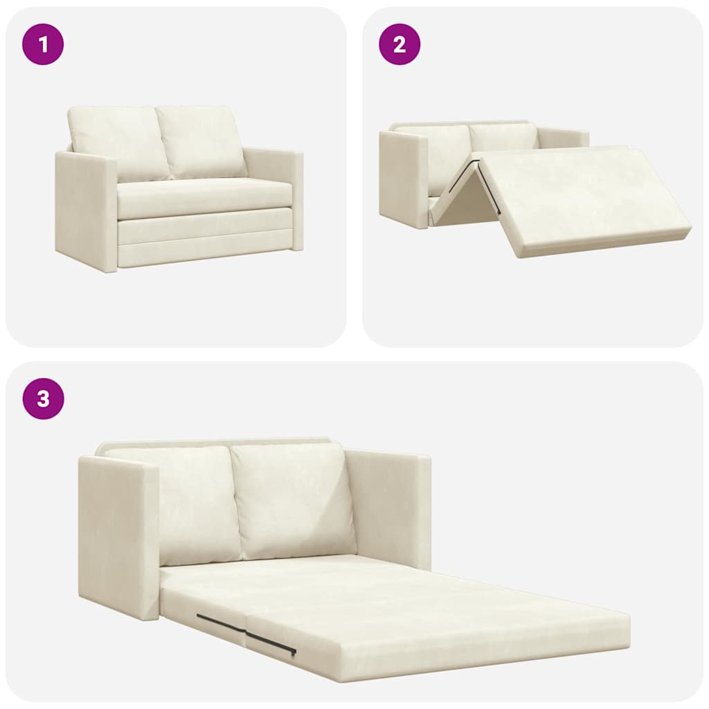 Floor Sofa Bed with Cushion Cream 122 x 70 x 60 cm Velvet