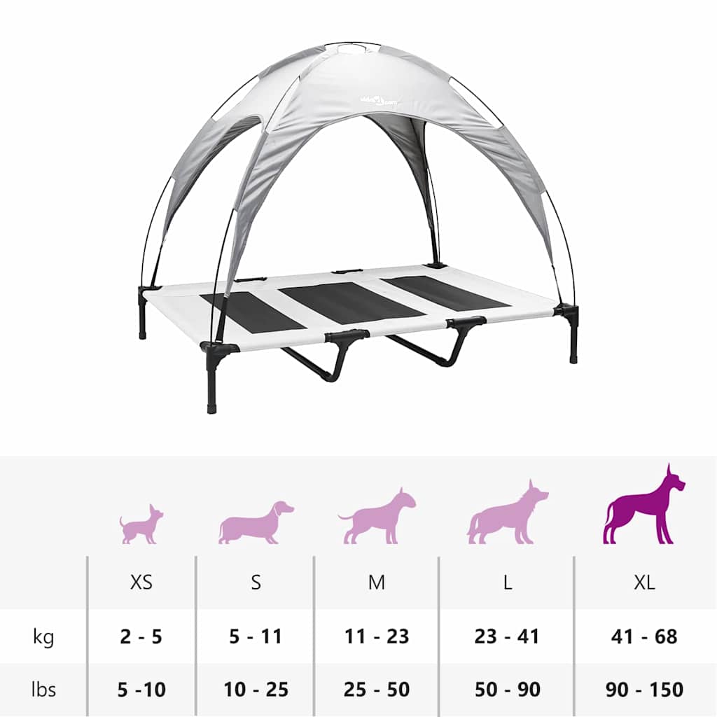 Dog Bed Folding Manual Silver Grey 122 x 93 x 106.5 cm Steel