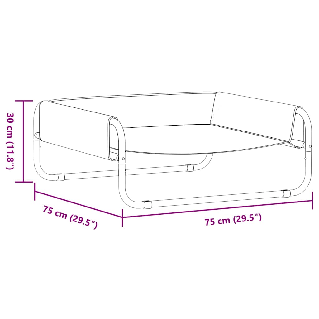 Dog Bed Folding Manual Black 75 x 75 x 30 cm Steel