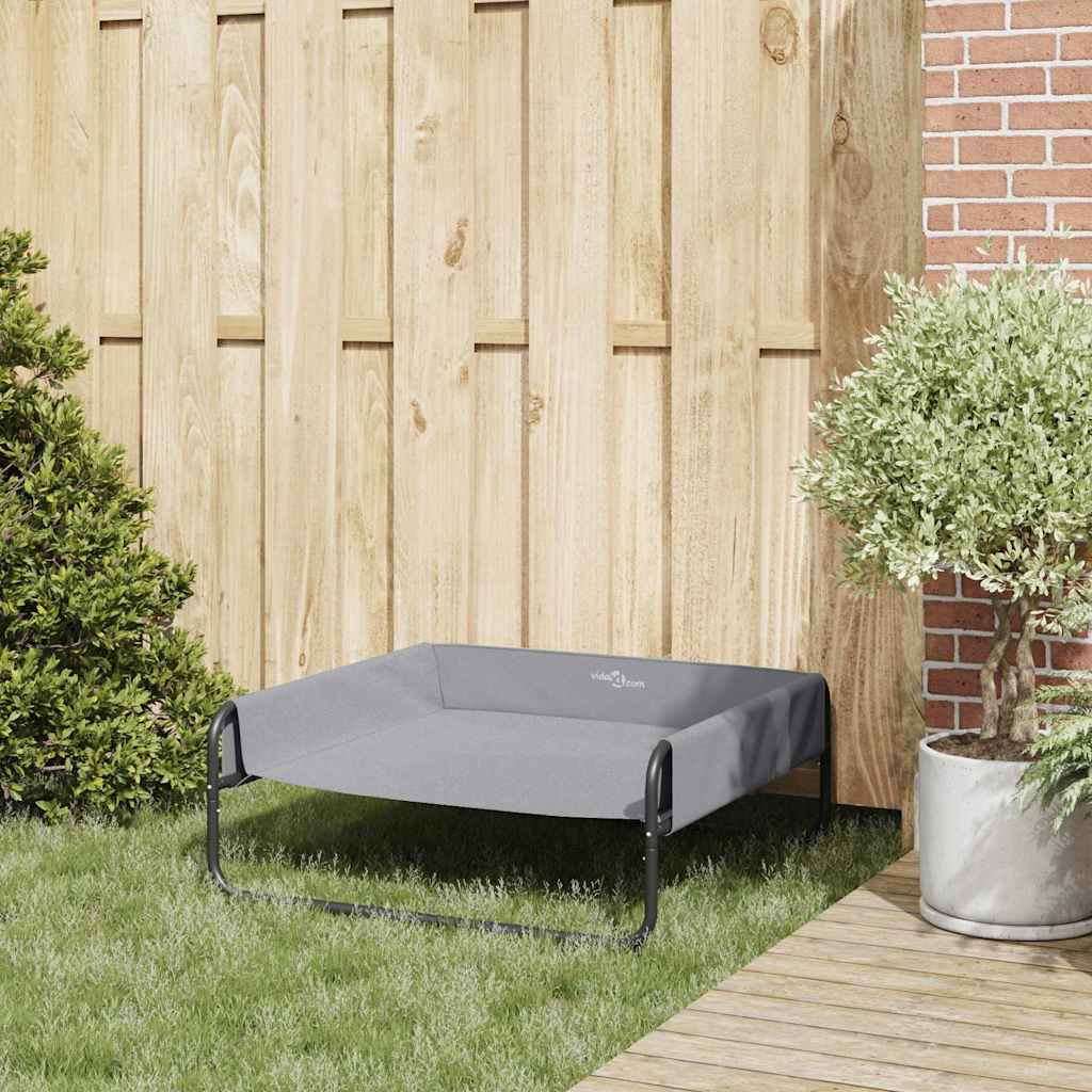 Dog Bed Light Grey L Oxford Fabric and Steel