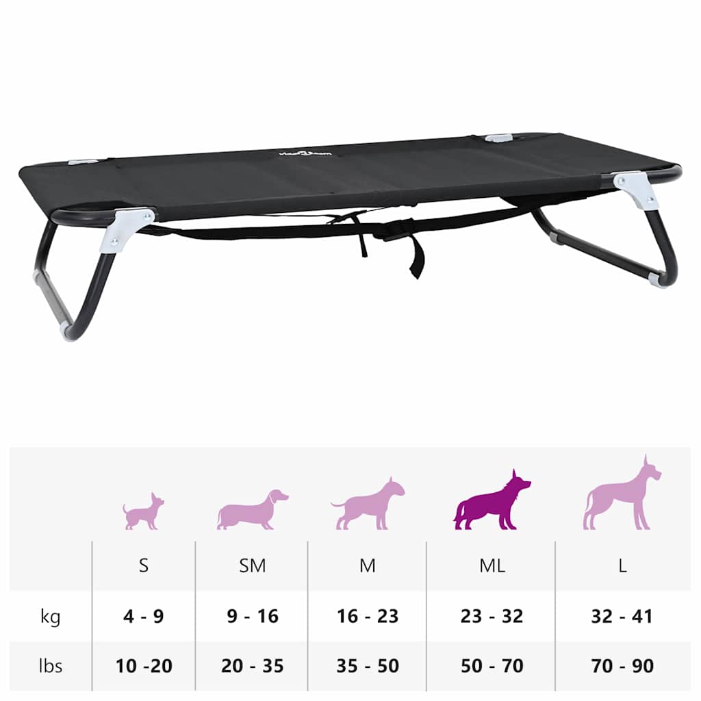 Dog Bed Black ML Oxford Fabric and Steel