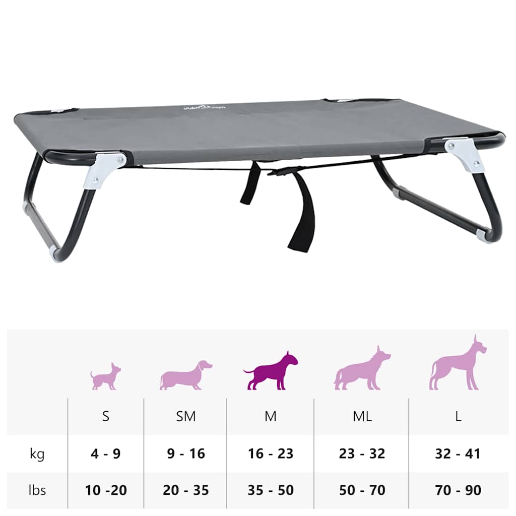 Dog Bed Light Grey M Oxford Fabric and Steel