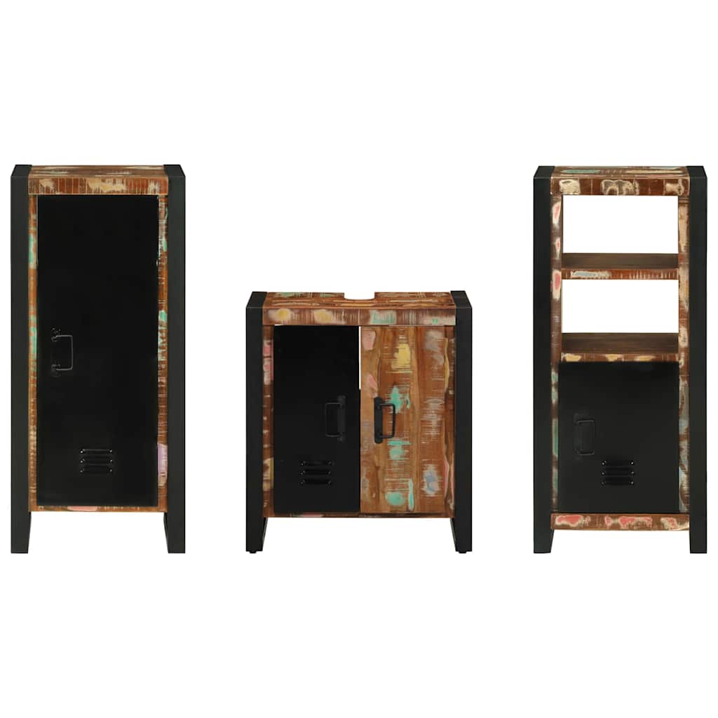 Bathroom Furniture Set 3 pcs Multicolour Solid Reclaimed Wood