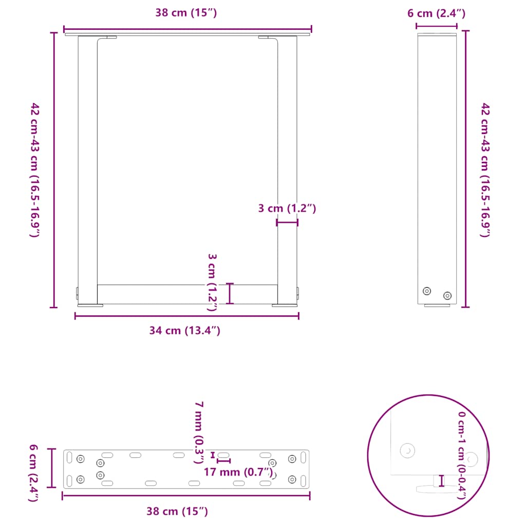 Coffee Table Legs U-Shaped 2 pcs White 38x(42-43) cm Steel