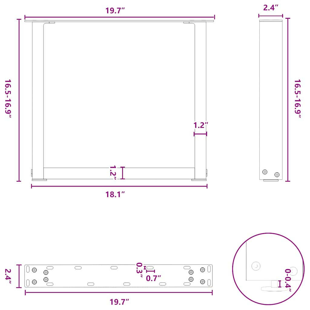 Coffee Table Legs U-Shaped 2 pcs Natural Steel 50x(42-43) cm Steel