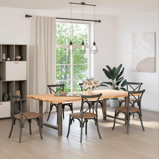 Dining Table Legs Natural Steel 2 pcs 90x(72-73) cm Steel