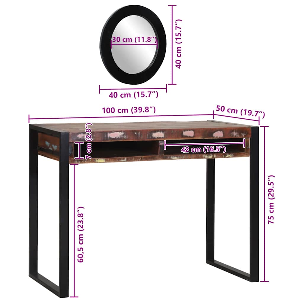 Dressing Table Multicolour 100 x 50 x 75 cm Solid Reclaim wood
