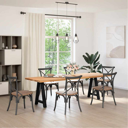 Dining Table Legs A-Shaped 2 pcs Black 60x(72-73) cm Steel