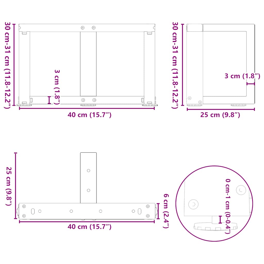 Coffee Table Legs T-Shaped 2 pcs Anthracite 40x25x(30-31) cm Steel