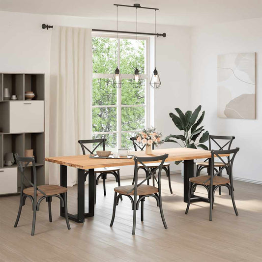 Dining Table Legs T-Shaped 2 pcs Black 60x35x(72-73) cm Steel