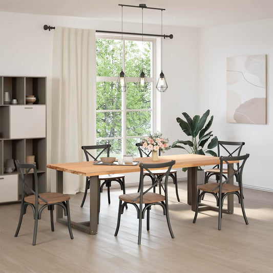 Dining Table Legs T-Shaped 2 pcs Black 90x35x(72-73) cm Steel