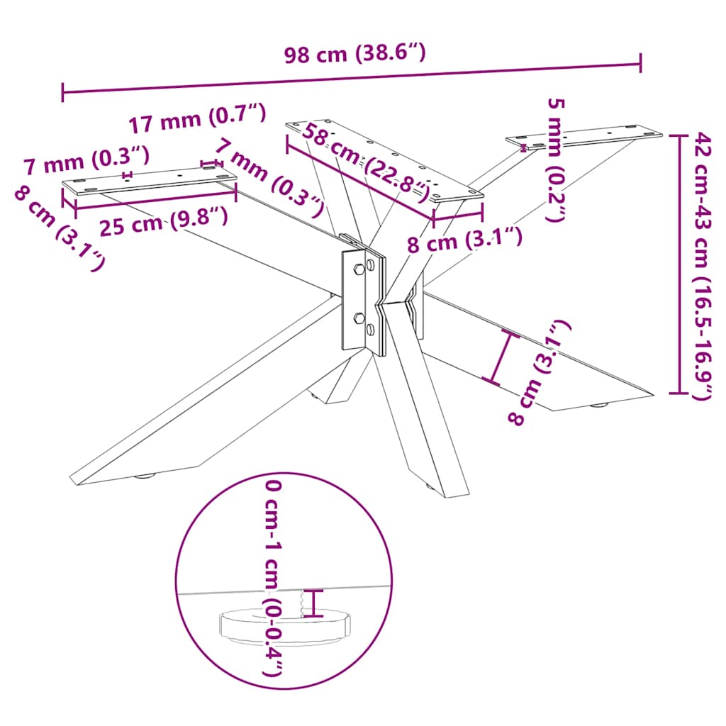 Coffee Table Leg Spider Shape Anthracite 98x58x(42-43) cm Steel