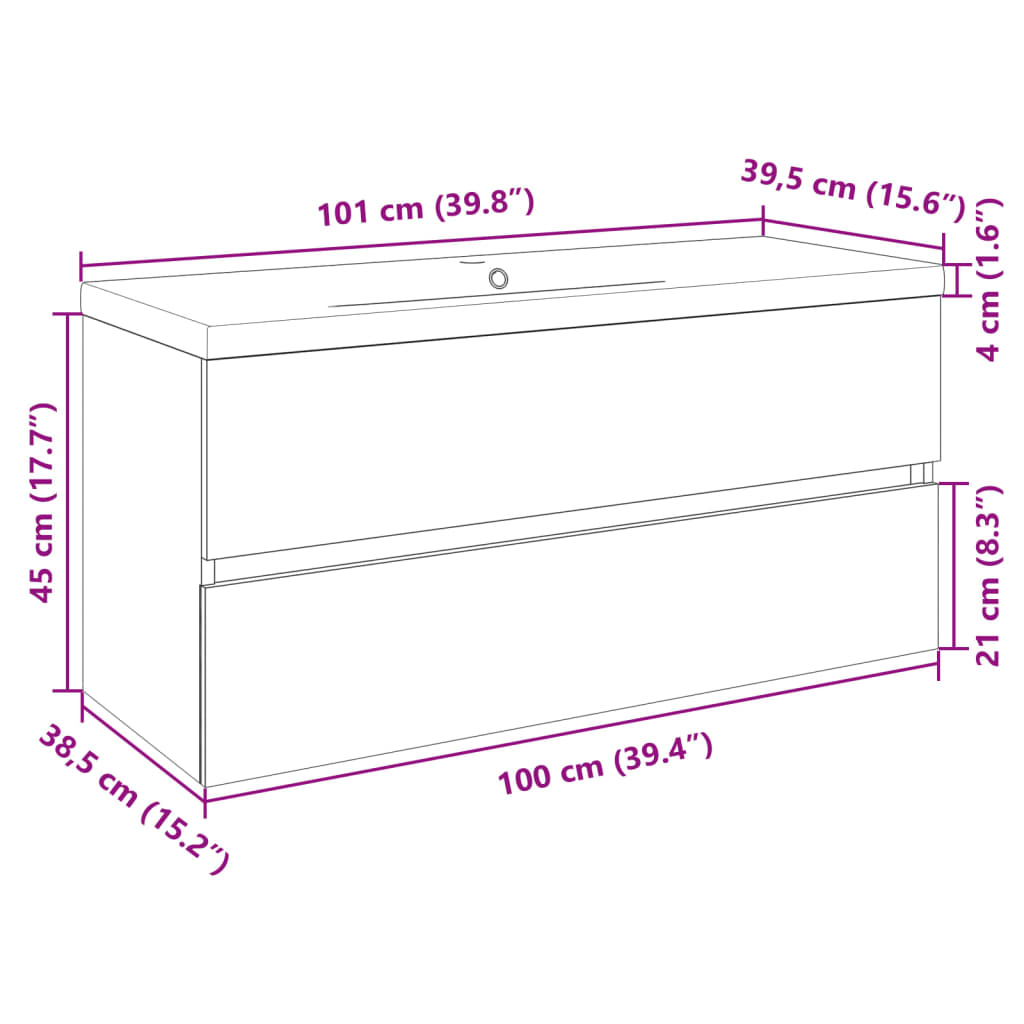 2 Piece Bathroom Furniture Set Ceramic and Engineered Wood