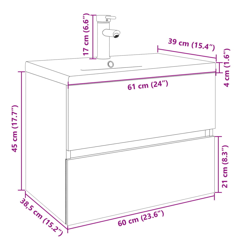 2 Piece Bathroom Furniture Set Ceramic and Engineered Wood