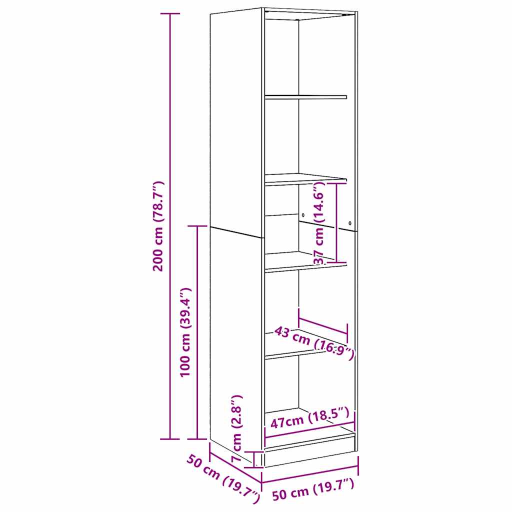 Wardrobe Artisian Oak 50x50x200 cm Engineered Wood