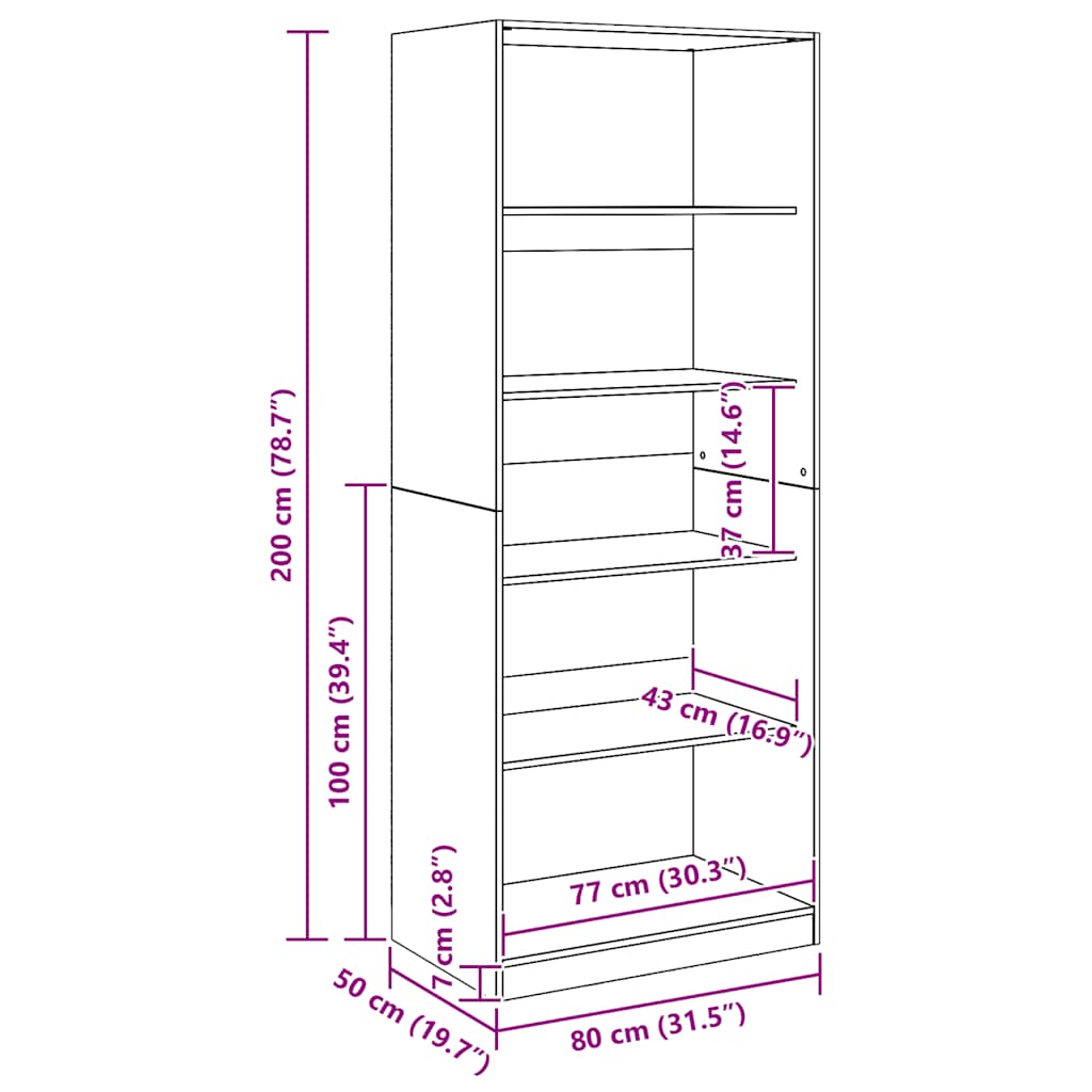 Wardrobe Artisian Oak 80x50x200 cm Engineered Wood