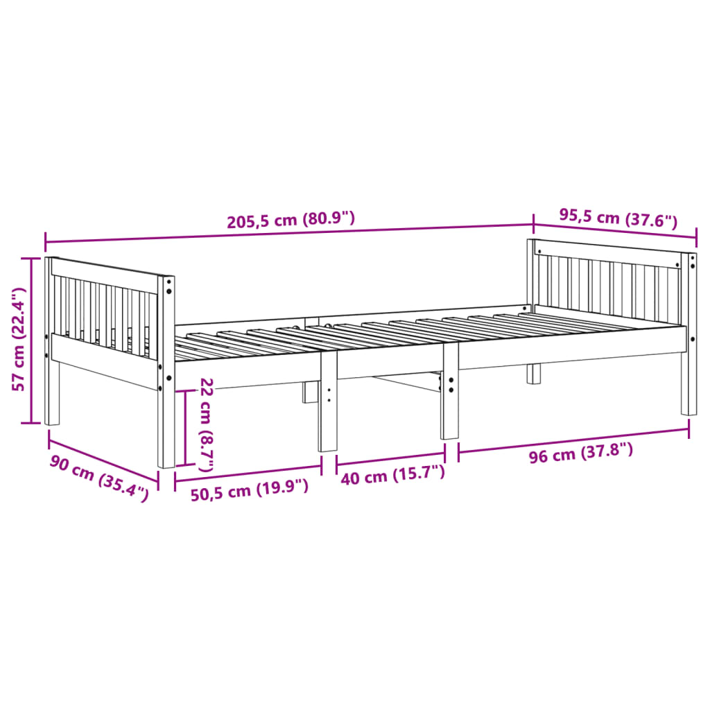 Children's Bed without Mattress Wax Brown 90x200 cm Solid Wood Pine