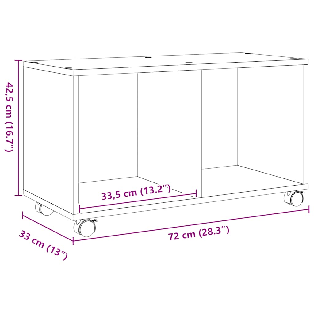 Rolling Cabinet Artisian Oak 72x33x42.5 cm Engineered Wood