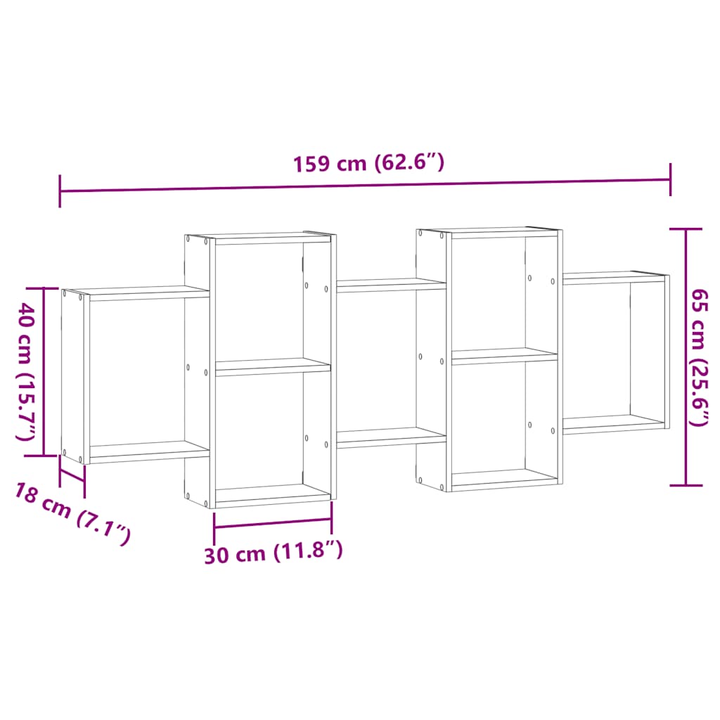 Wall Shelf Grey Sonoma 159x18x65 cm Engineered Wood