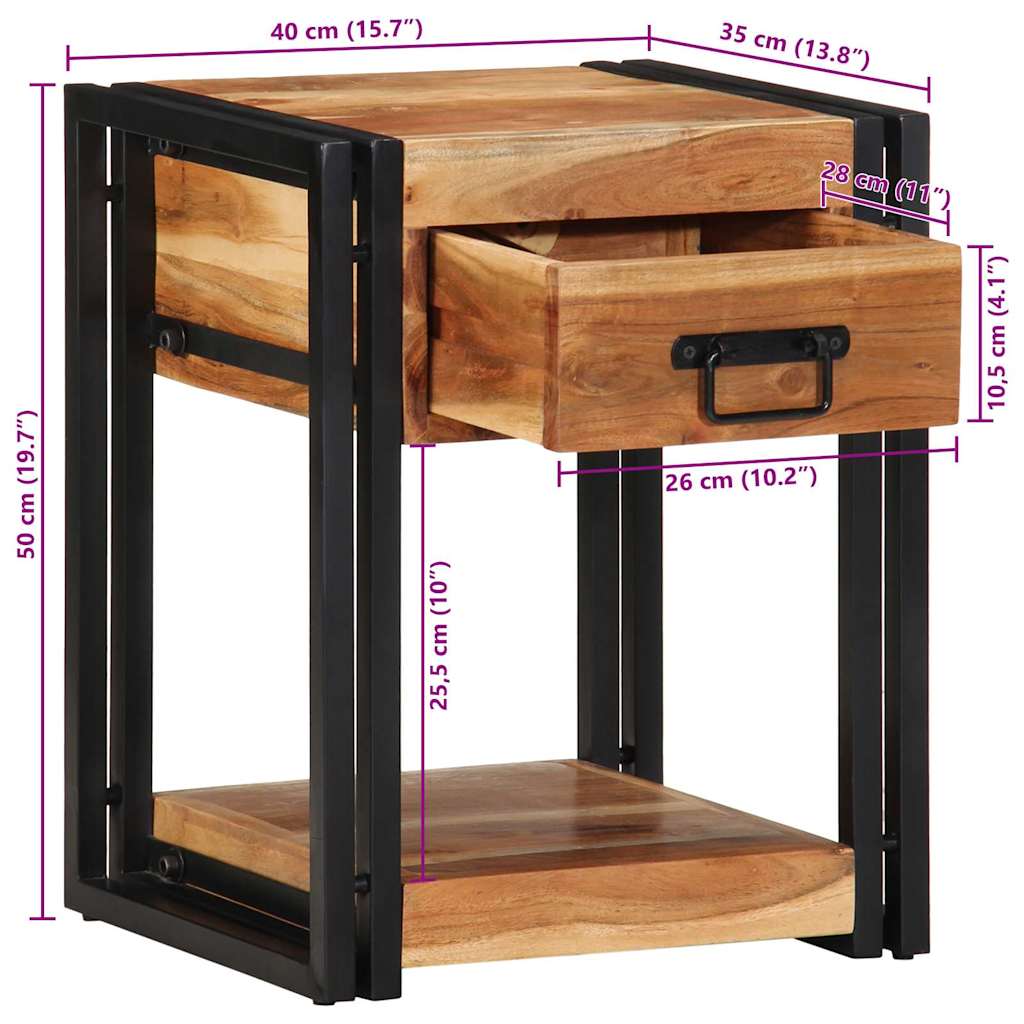 Bedside Cabinet 2 pcs Brown 40 x 35 x 50 cm Solid Acacia Wood