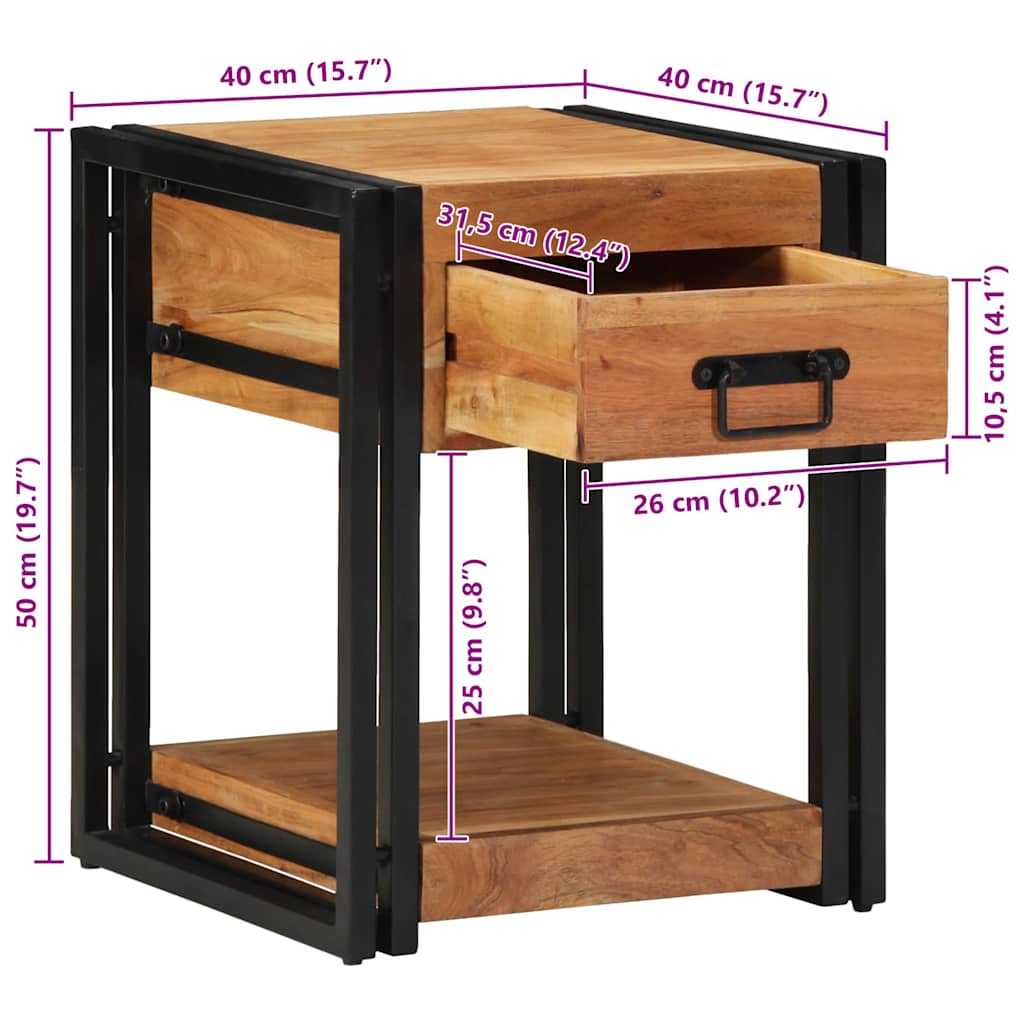 Bedside Cabinet Brown 40 x 40 x 50 cm Solid Acacia Wood