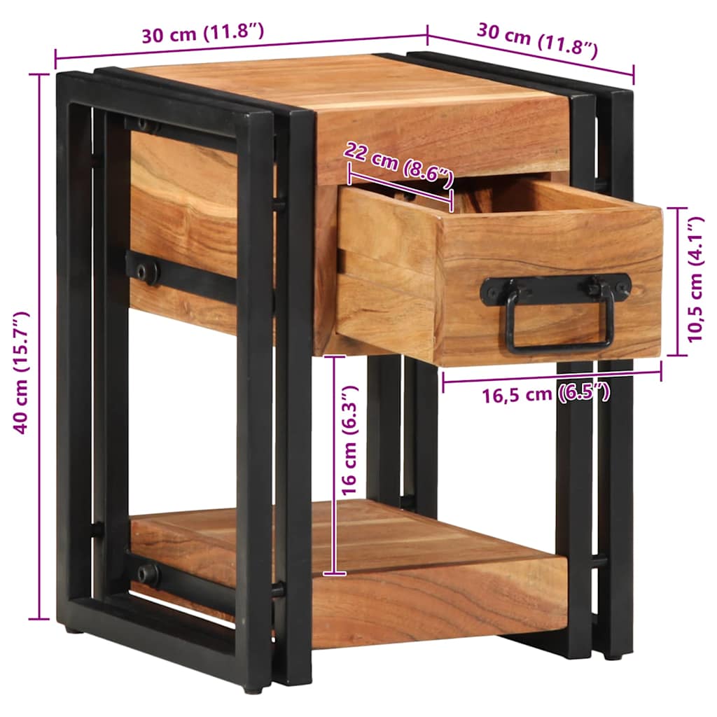 Bedside Cabinet Brown 30 x 30 x 40 cm Solid Acacia Wood