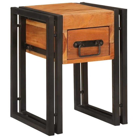 End Table Brown and Black 30 x 30 x 40 cm Solid Acacia Wood