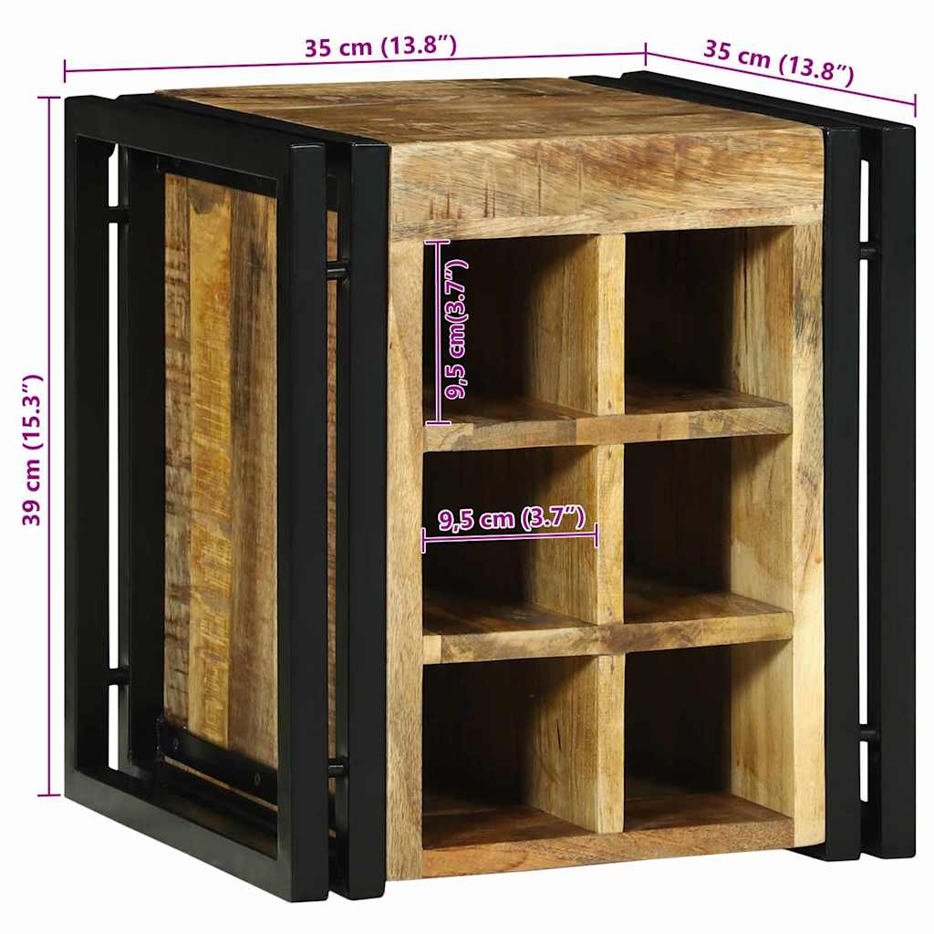 Wine Rack Brown and Black 35 x 35 x 39 cm Solid Mango Wood