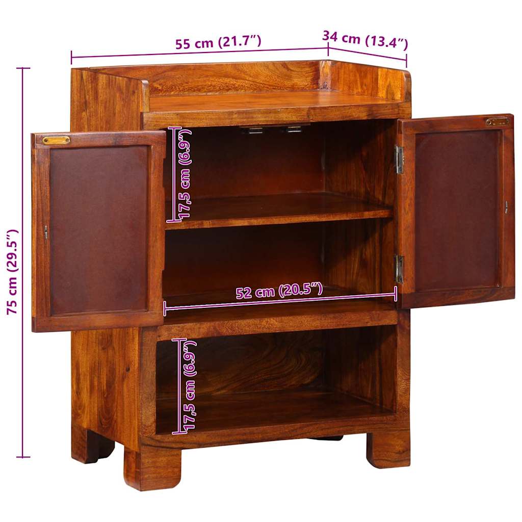 Shoe Cabinet with Shelf Brown 55 x 35 x 75 cm Solid Acacia Wood