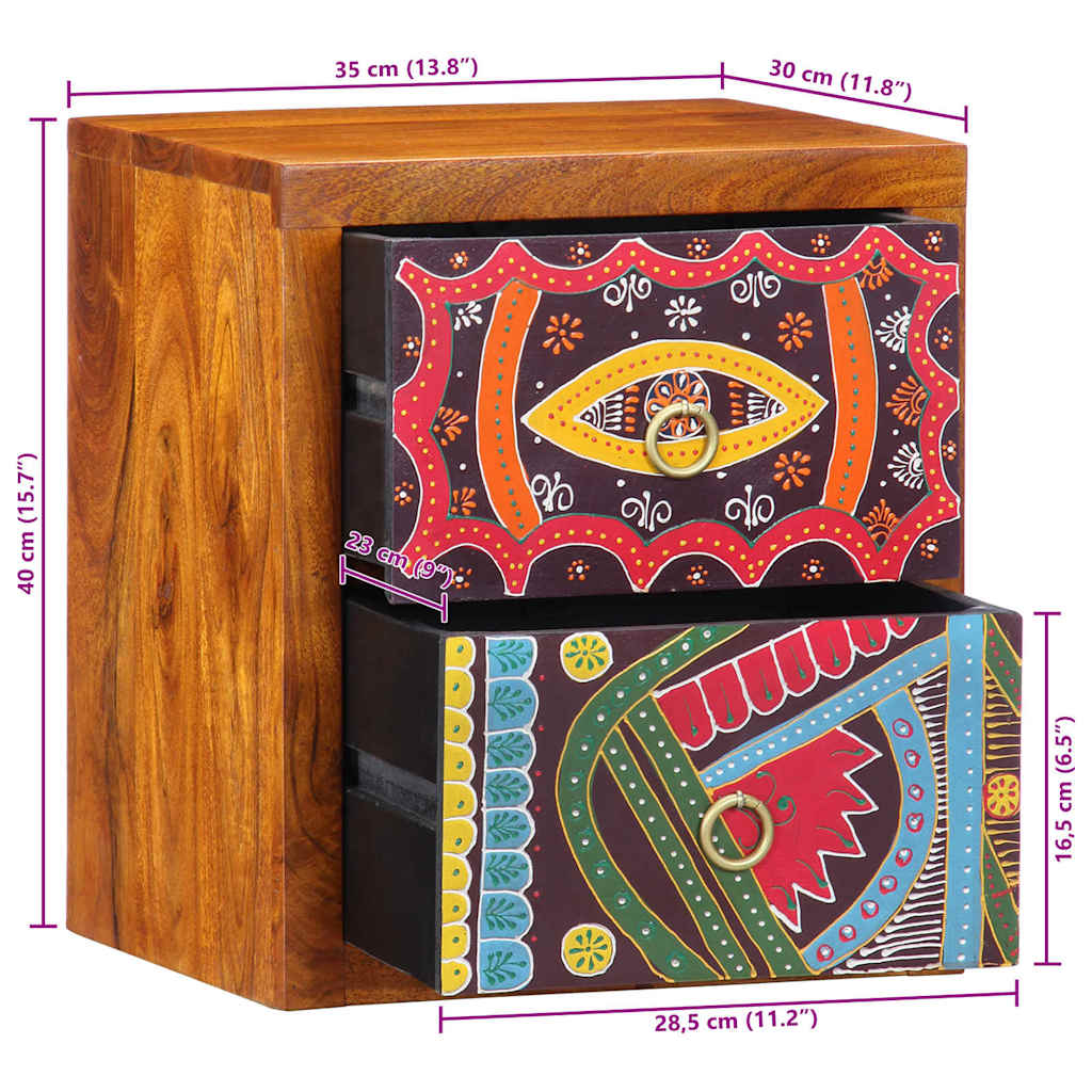 Bedside Cabinet 2 pcs Brown 35 x 30 x 40 cm Solid Acacia Wood