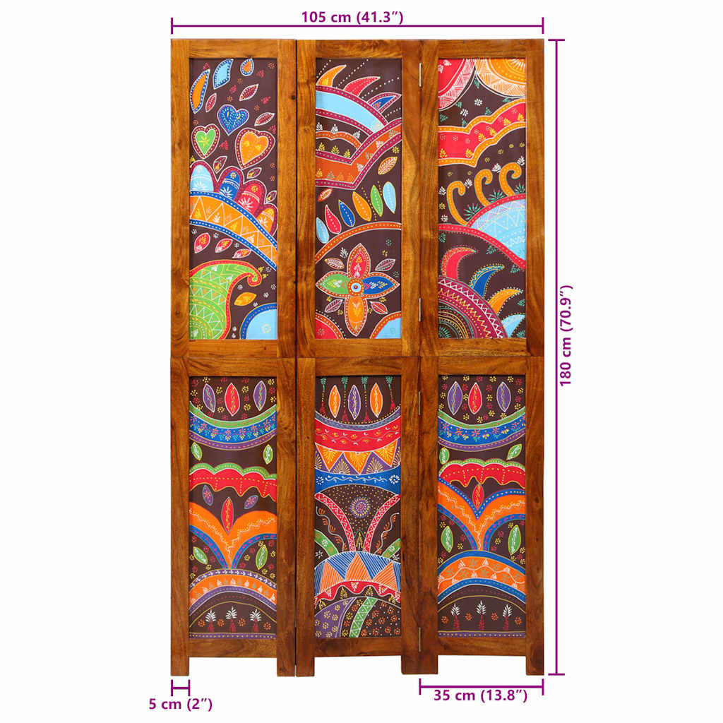 Room Divider Honey Brown 105 x 1.5 x 180 cm Solid Acacia Wood