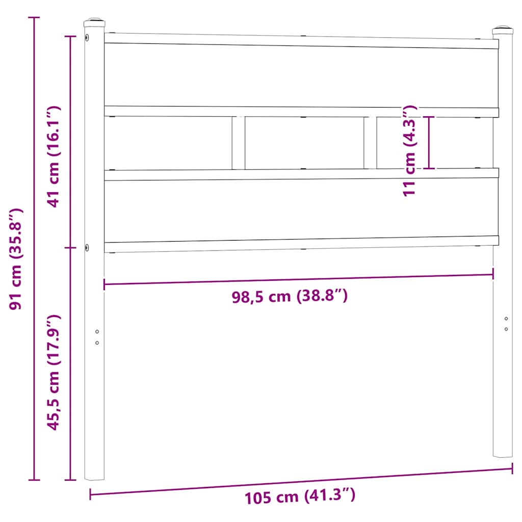 Replace Headboard Smoked Oak 100 cm Iron and Engineered Wood