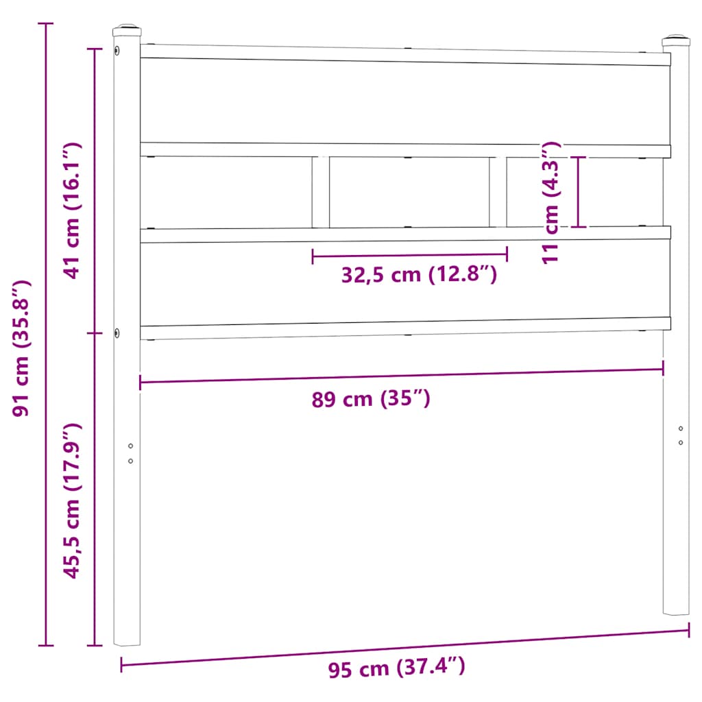 Replace Headboard Sonoma Oak 90 cm Iron and Engineered Wood