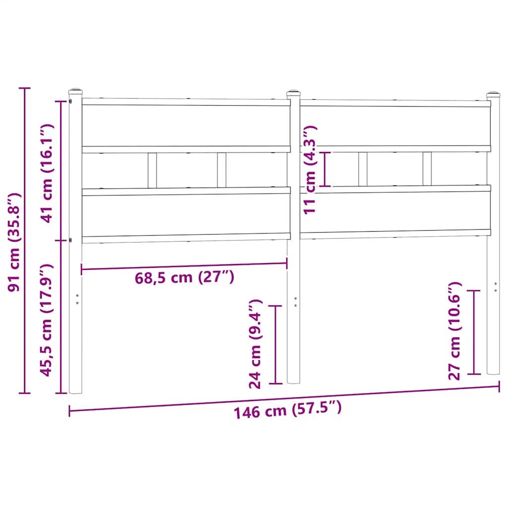 Replace Headboard Sonoma Oak 140 cm Iron and Engineered Wood