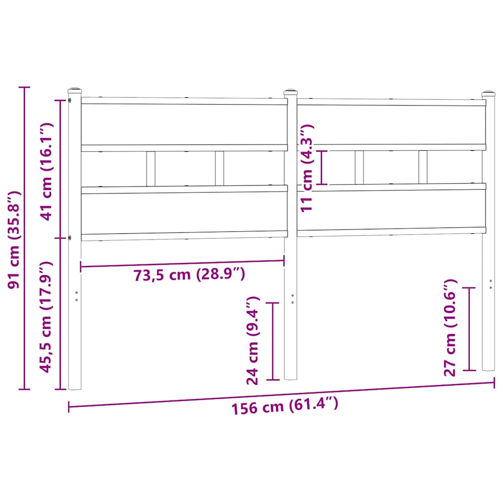 Replace Headboard Sonoma Oak 150 cm Iron and Engineered Wood