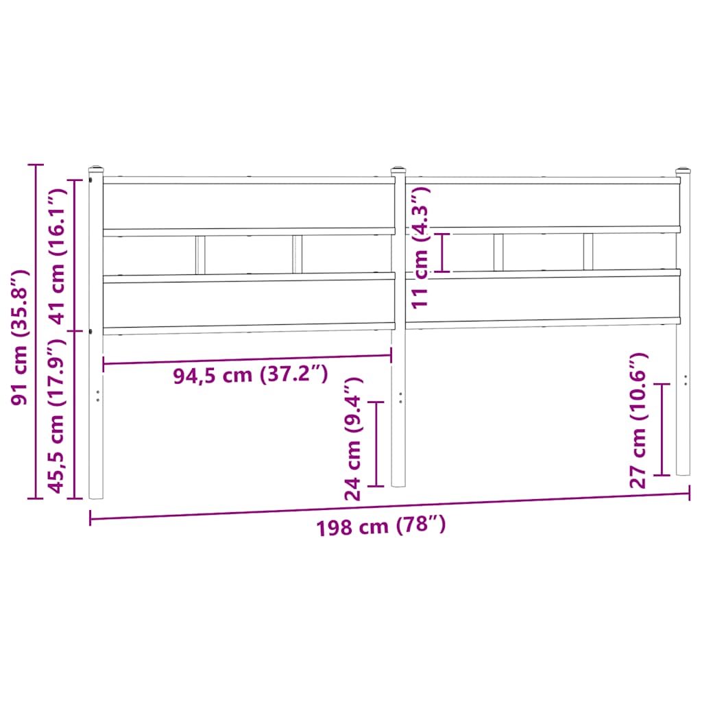 Replace Headboard Sonoma Oak 193 cm Iron and Engineered Wood