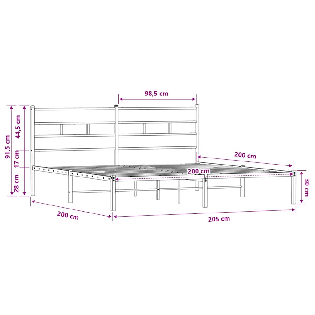 Bed Frame without Mattress with Headboard Brown Oak 200x200 cm